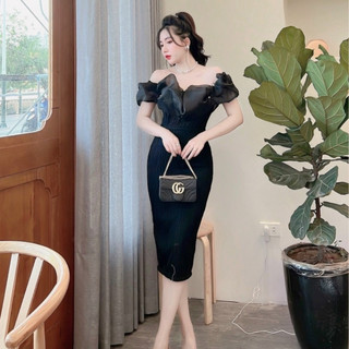 Váy body đen thiết kế sang chảnh Đầm body trễ vai dự tiệc cao cấp HN Clothing V64