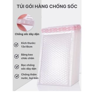 Set 100 Túi Bóng Khí Gói Hàng Túi Đóng Hàng Niêm Phong Tự Dính TUIGOIHANG Màu Trắng Có Sẵn Lớp Dán Tiện Lợi