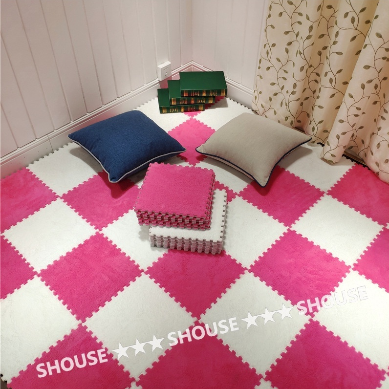 Thảm Xốp Ghép Mặt Lông Nỉ lót sàn vải phòng ngủ cho bé tấm phòng khách chân giường bàn trang điểm 30x30cm