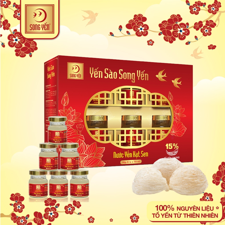 Nước Yến Hạt Sen 15% Song Yến (Lốc 6 Lọ x 70ml)