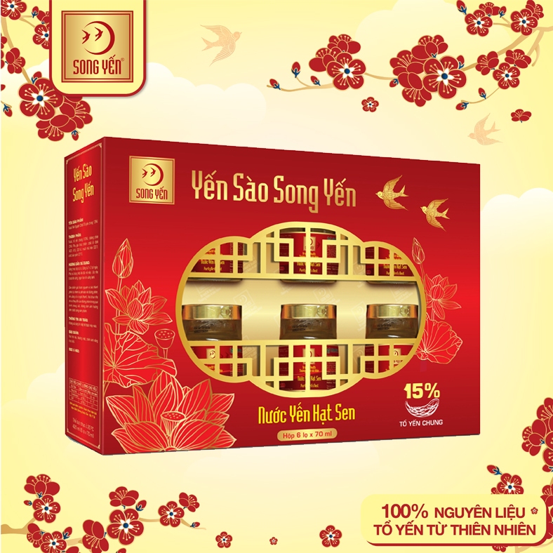 Nước Yến Hạt Sen 15% Song Yến (Lốc 6 Lọ x 70ml)