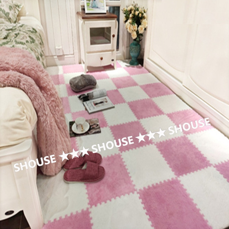 Thảm Xốp Ghép Mặt Lông Nỉ lót sàn vải phòng ngủ cho bé tấm phòng khách chân giường bàn trang điểm 30x30cm