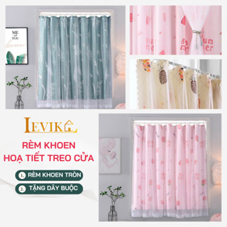 Rèm Khoen hoạ tiết treo tường chống nắng, trang trí cửa sổ  phòng khách decord phòng ngủ sang trọng tặng dây buộc rèm