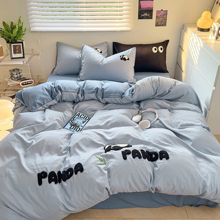 Chăn Ga Gối Cotton Đũi Thêu Panda