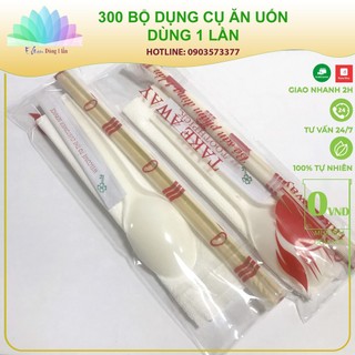1 bịch 50 bộ muỗng, đũa, giấy ăn, tăm tre set 4 món tiện lợi dùng cho quán take away, nhà hàng, vệ sinh an toàn
