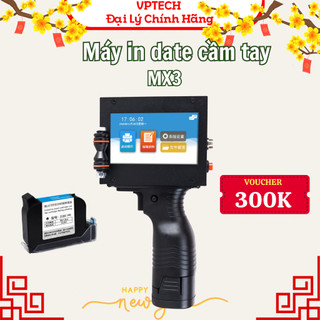 Máy in date cầm tay MX3 Màn hình cảm ứng - In date, logo, HSD trên bao bì, chai lọ - Bảo hành 12 tháng, có tiếng Việt