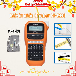 Máy in nhãn cầm tay Brother PT-E110 - Hàng chính hãng, có kèm nhãn in 9mm màu trắng TZE-221