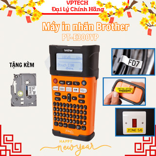 Máy in nhãn di động Brother PT-E300VP đánh dấu dây cáp dây điện - Tặng 1 cuộn nhãn - Hàng chính hãng bảo hành 12 tháng