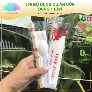 1 Thùng 1200 bộ muỗng đũa 4 món take away tiện lợi, vệ sinh an toàn thực phẩm