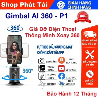 Gimbal Điện Thoại 360-P01 Giá Đỡ Theo Dõi Khuôn Mặt Cho Quay Video, Livestream, Tiktok, Tự Động Xoay 360º, Để Bàn