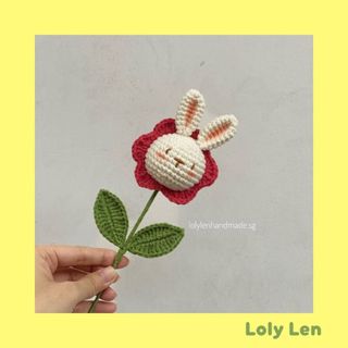 Cây bông hoa thỏ bằng len, đan móc thủ công