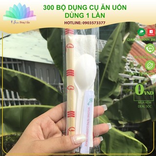 1 bịch 50 bộ muỗng đũa, giấy ăn, tăm tre set 4 món tiện lợi dùng cho quán take away, nhà hàng, vệ sinh an toàn