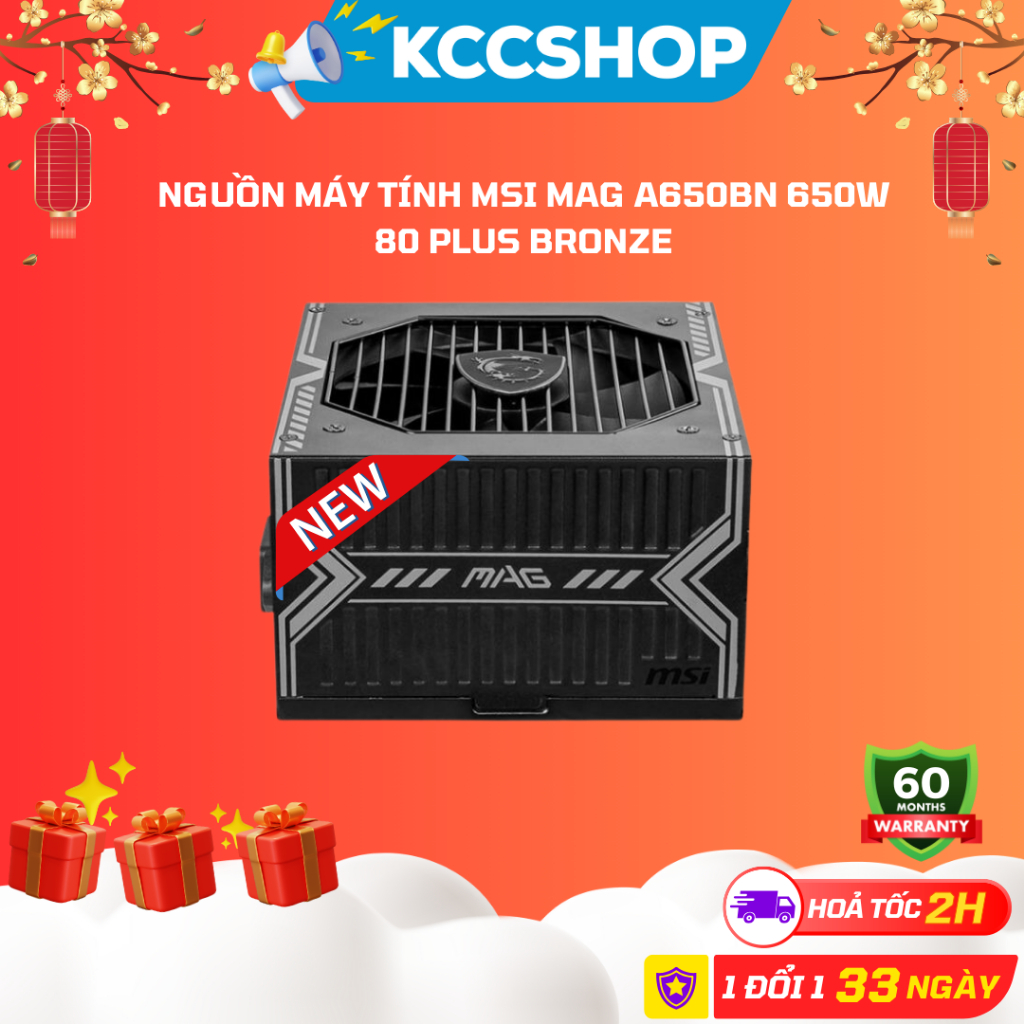 Nguồn Máy Tính MSI MAG A650BN 650W 80 PLUS BRONZE- Chính Hãng Bảo Hành 5 Năm