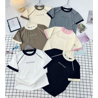 Áo Thun Baby Tee Borip Viền Tay Và Cổ Áo In Chữ Weather