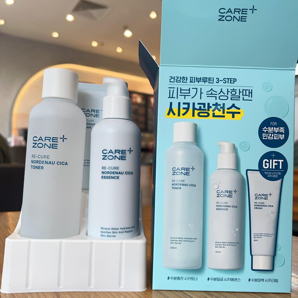 Set dưỡng ẩm phục hồi da Carezone Re-cure Nordenau Cica 385ml - Chính hãng LGVina có tem