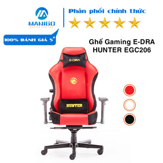 Ghế chơi game EDra - Hunter EGC206 da cao cấp PU, ngả 180 độ màu đỏ, đen, trắng - Chính hãng, bảo hành 12 tháng