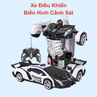 Xe cảnh sát điều khiển từ xa ô tô điều khiển từ xa biến hình robot chất liệu cao cấp mô phỏng chân thật