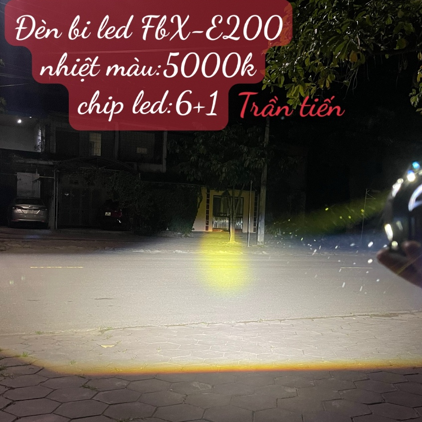 Đèn Bi Cầu Bi Led Fbx E200 6+1 Kính tím gắn oto xe máy(bh 2 năm)