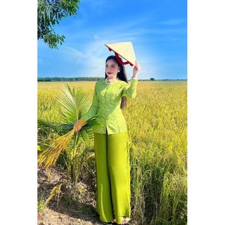 ( BIGSIZE 60-70KG ) SET BỘ BÀ BA TAY DÀI , NÚT BỘC , LỤA TẰM CAO CẤP