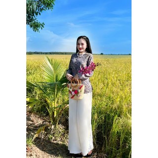 ( BIGSIZE 60-70KG ) SET BỘ BÀ BA TAY DÀI , NÚT BỘC , LỤA TẰM CAO CẤP