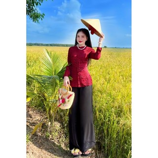 ( BIGSIZE 60-70KG ) SET BỘ BÀ BA TAY DÀI , NÚT BỘC , LỤA TẰM CAO CẤP