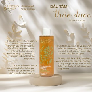 Dầu tắm thảo dược Hương Như - 500ml - [GIẢM MỤN LƯNG, GIẢM VIÊM LỖ CHÂN LÔNG, GIẢM VIÊM NANG LÔNG,DỊU NHẸ CHO DA]