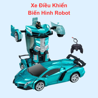 Ô tô điều khiển từ xa xe điều khiển từ xa màu xanh ngọc biến hình robot chất liệu cao cấp thiết kế bắt mắt