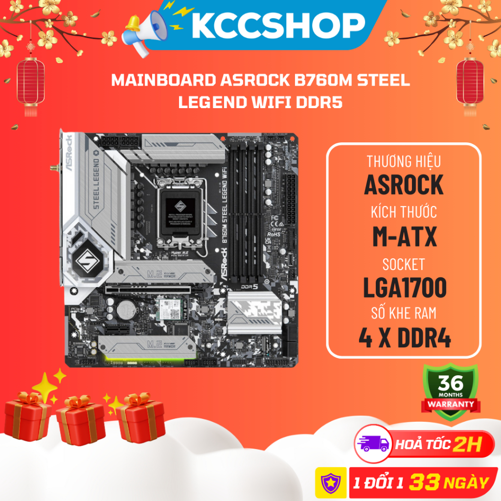 Mainboard ASROCK B760M Steel Legend WiFi DDR5 - Mới Bảo Hành 36 Tháng