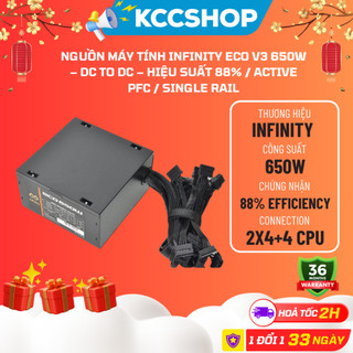 Nguồn máy tính infinity eco v3 650w – dc to dc – hiệu suất 88% / active pfc / single rail - bảo hành 36 tháng