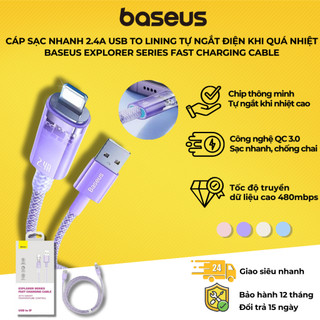 Cáp Sạc Nhanh 2.4A USB to L Baseus Explorer Series Fast Charging Cable tự ngắt điện khi quá nhiệt
