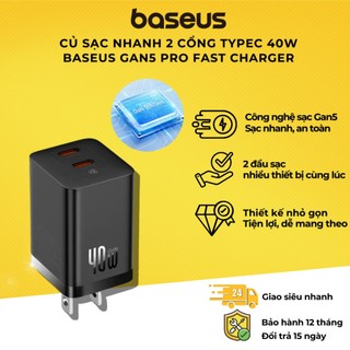 Cốc sạc nhanh 40w baseus gan5 pro 40w 2c chuẩn pd fast charger