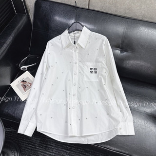 Áo sơ mi dài tay full đá logo miu chữ in nhỏ ảnh thật