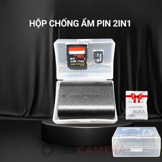 Hộp đựng Pin máy ảnh chống ẩm, Hộp thẻ nhớ trong suốt tiện lợi khóa cài 2 trong 1