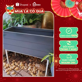 Chậu trồng cây nhựa composite sơn màu ghi, kích thước 50x20x25 60×25×25cm