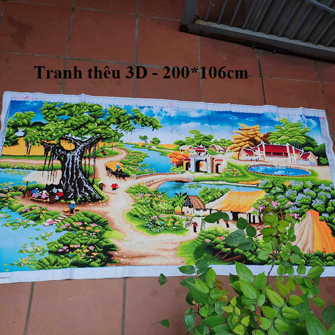 Tranh thêu chữ thập Phong cảnh làng quê việt nam LV3310 LV3311 LV3312 - THÊU SẴN