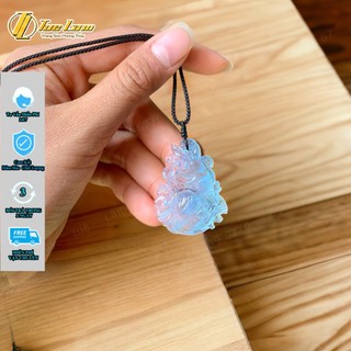 Dây chuyền mặt hồ ly chúa 9 đuôi cuốn dải lụa aqua hợp mệnh thủy mộc, trợ duyên may mắn - Tuệ Lâm