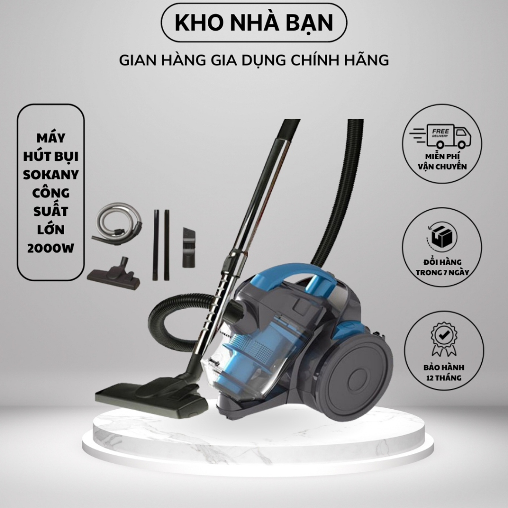 Máy Hút Bụi Gia Đình Sokany Sk3381 Công Suất Mạnh 2000W Hút Được Bụi Mịn Và Mọi Góc Ngách Trong Nhà [Bảo Hành 12 Tháng]