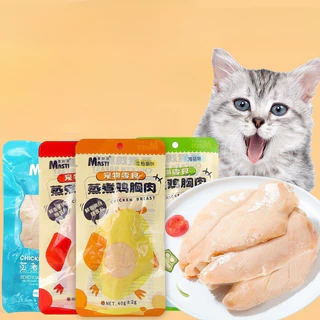 Ức Gà Tươi Hấp Ăn Liền Cho Chó Mèo 40g