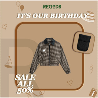 Áo khoác cổ bẻ vải dạ Tartan Zipped Jacket Regods form crop nữ