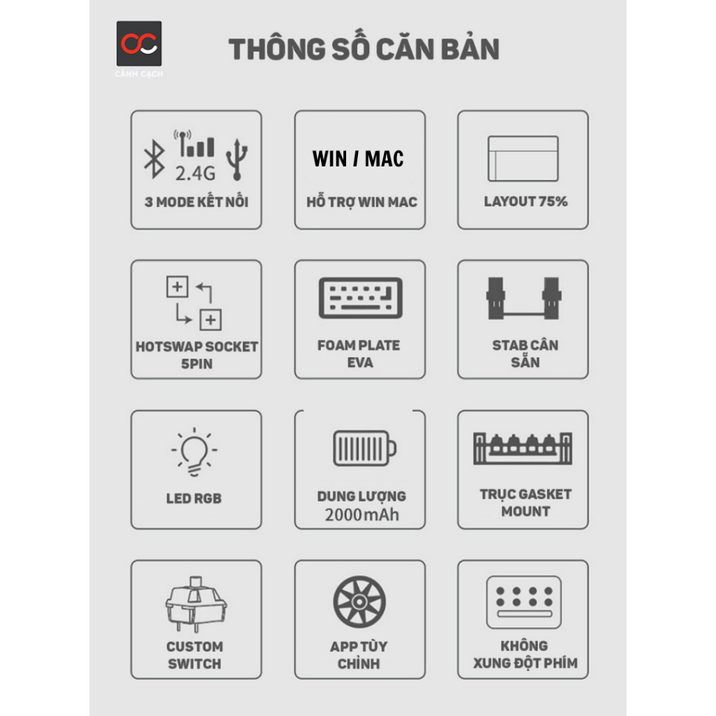 Bàn phím cơ không dây KW75S CÓ NÚM LED RGB GASKET mount | BigBuy360 - bigbuy360.vn