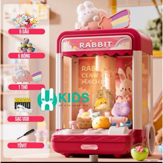 Đồ chơi máy gắp gấu bông cỡ lớn phiên bản mới có đèn nhạc vui nhộn, đếm thời gian kèm sẵn 10 thú bông 10 bóng cho bé