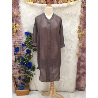 Đầm Suông Sơ Mi Tay Ngắn Gấu Lật Cổ Lãnh Tụ -2 hand Nhật hiệu JEUNE- Size LL