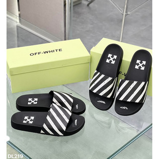 Dép nam  nam nữ quai ngang - dép quai da off white full box