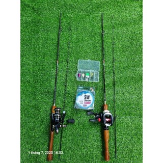 Bộ cần câu cá lure UL cán gỗ 1m5 1m68 1m8 1m98 máy đứng ac2000 và máy ngang tặng kèm phụ kiện Đi Câu Fishing