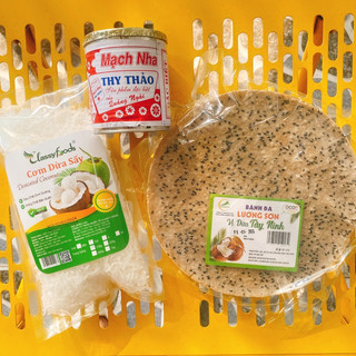 Set kẹo mạch nha bánh tráng kèm dừa