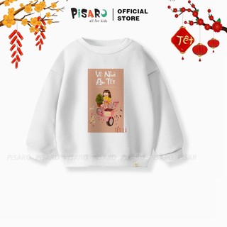 Áo nỉ bông cotton chủ đề TẾT cho bé trai bé gái, áo sweater cotton Pisaro thu đông siêu ấm