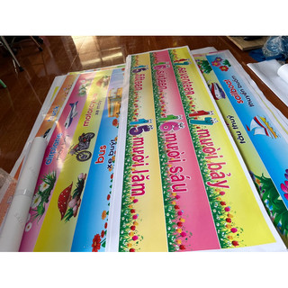 Decal dán bậc cầu thang mẫu chữ số Tiếng Anh, tiếng Việt