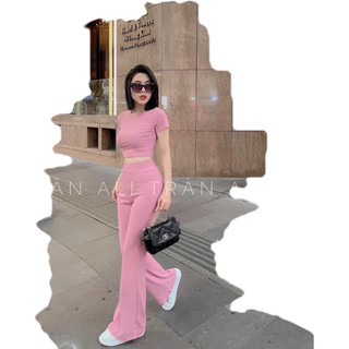 SET ÁO CROPTOP QUẦN ỐNG LOE TÔN DÁNG
