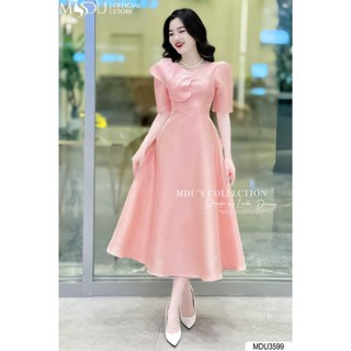 Váy Thiết Kế MDU3599 Họa Tiết Đơn Giản Xếp Hoa Trên Ngực Từ MDU
