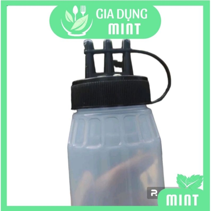 Bình nhựa đựng tương 3 đầu, bình nhựa nước sốt 3 đầu,Chai nhựa đựng sốt 3 vòi có nắp tiện lợi